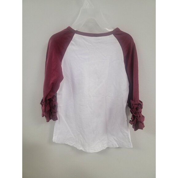 Girls' Raglan "Dream Big" Unicorn Shirt With Ruffle Sleeves 3t - Picture 2 of 2